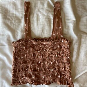 american eagle smocked crop tank top